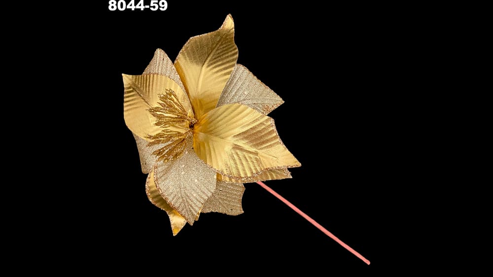 Vara nochebuena con glitter. La flor abre 24 cm