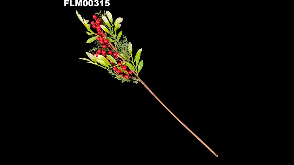 Vara de berries con follajes. Mide 60 cm