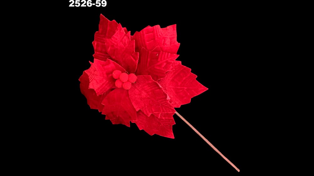 vara corta nochebuena terciopelo y berries. Abre 23 cm