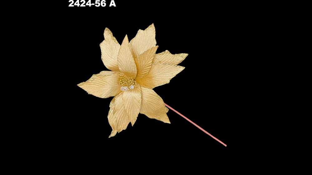 Vara nochebuena con filo glitter. Mide flor 28 cm