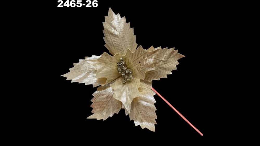 Vara nochebuena metálica rayada. Flor de 21 cm