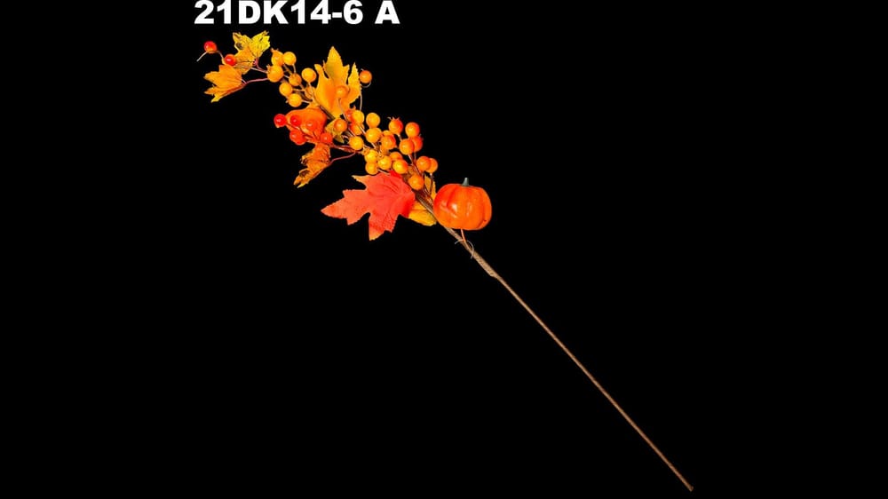 Vara flor otoñal con calabaza y mini granadas 70 cm