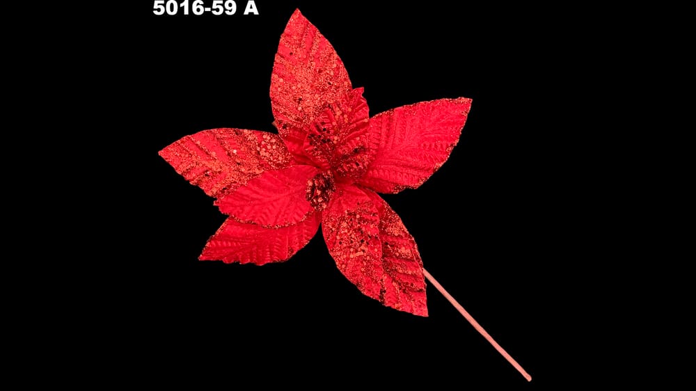 Vara mediana nochebuena con lentejuela. Abre 25 cm