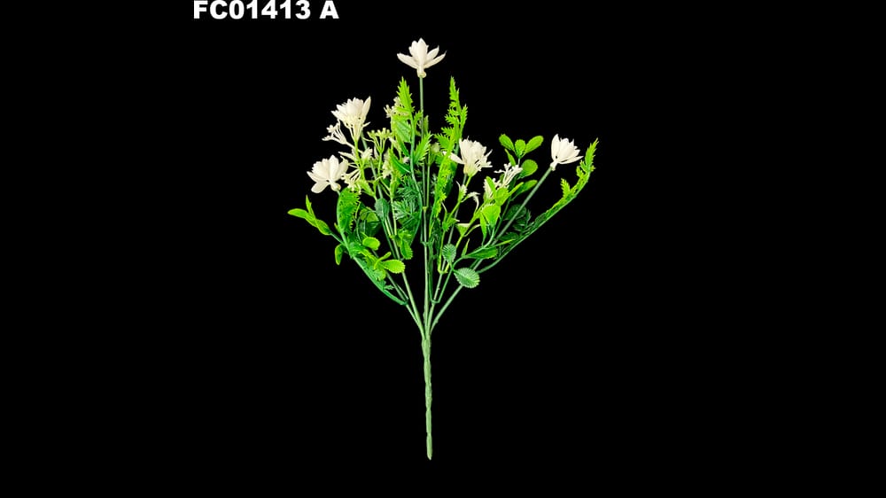 Mix de follaje de plástico con flor *5