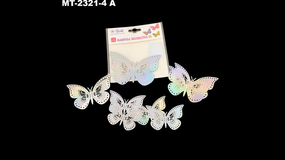 Mariposa en 3d. Paquete con 12 de varios tamaños tornasol