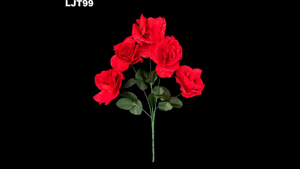 Ramo de rosa terciopelo y brillo *5. Flor de 9 cm