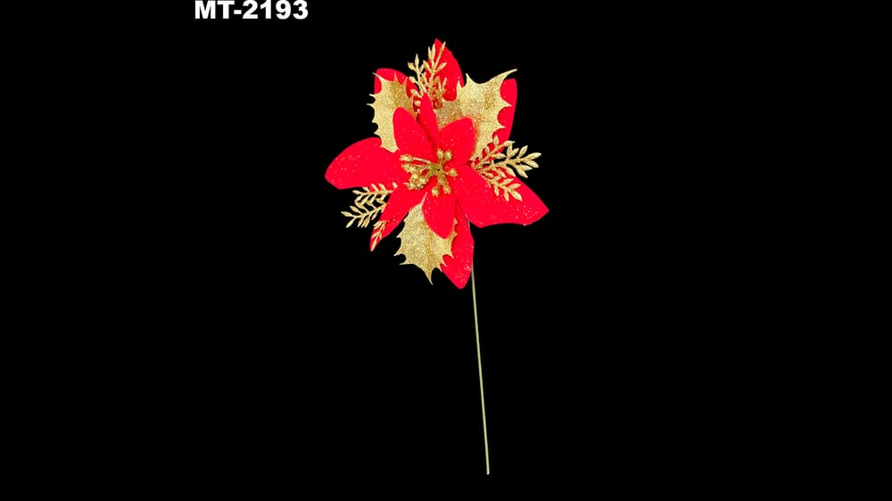 Nochebuena individual terciopelo con oro. Flor mide 13 cm